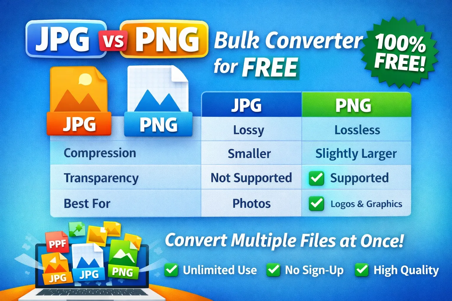 JPG to PNG Converter Bulk for Free